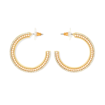 SUGAR FIX by BaubleBar Large Pearl and Crystal Hoop Earrings (Nickel Fre... - $9.49