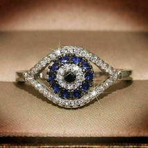 3Ct Round Cut Lab Created Diamond Evil Eye Engagement Ring 14K White Gold Plated - £110.00 GBP