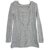 Maurices Womens Grey Cable Knit Tunic Sweater Scoop Neck Boho Small - $12.99