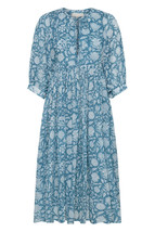 NWT Daughter&#39;s of India Kyra Midi in Ocean Blue Cotton Blockprint Dress XL - $138.60