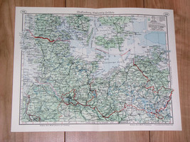 1937 Vintage Map Of Mecklenburg Hamburg SCHLESWIG-HOLSTEIN Sylt Germany Denmark - £19.07 GBP