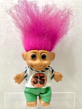 Russ Vintage 90&#39;s Troll Basketball Player 35 Strawberry Pink Hair Blue Eyes Doll - £23.55 GBP