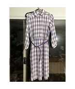  Sears Shirtdress Vintage Purple White Plaid, Size. 12 Petite Women&#39;s Dress - $19.80