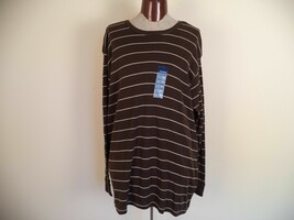 Big Men&#39;s Brown Basic Editions Round Neck  Striped Polo Shirt. 2XL. Long... - $25.64 CAD