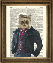 Victoriano Dandy Gato Estampado: Diversión,Vintage Diccionario Page Decoración ( - £5.11 GBP