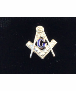 14k Masonic Tie Tack Original Box White Gold Enamelled Men’s Fraternal J... - $66.40 CAD