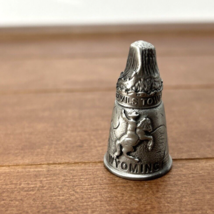 Vintage Wyoming Devils Tower Cowboy Metal Pewter Thimble, Collectible Souvenir - $16.99