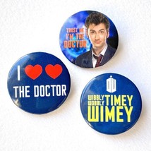 2012 10th Doctor Dr WHO Button BBC Pinback Lot Of 3 Pins 1.25” - £14.38 GBP