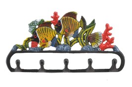 Cast Iron Wall Hook Rack Tropical Fish &amp; Coral Decor - £13.98 GBP