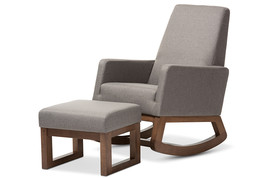 Roana Gray Fabric Upholstered Rocking Chair and Ottoman Set - $13,458.81 MXN