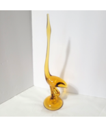 Vtg Mid Century Modern Viking Glass Amber 11&quot; Long Neck Bird Heron Egret... - $108.00 CAD