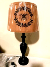 Black Table Lamp with Bee Drum Shade - New - $79.99