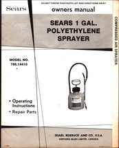 Owners Manual, Sears 1 Gallon Polyethylene Sprayer, Model 786.14410, Ins... - £17.77 GBP