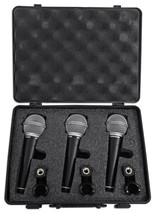 Samson R21 3-Pack Dynamic Vocal Cardioid Handheld Microphones+Mic Clips+Case - £59.13 GBP
