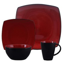 Gibson Elite Soho Lounge Square 16-Piece Dinnerware Set,  Red - £70.70 GBP+