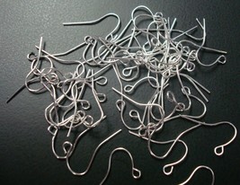 50 Sterling silver plated plain fish hook earring wires open bottom loop... - £1.53 GBP