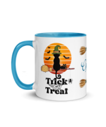 Personalized Coffee Mug 11oz | Add Your Name to Trick or Traeat Black Cat Broom - $28.99