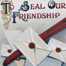 Letter Seal Friendship Greeting Vintage Postcard Antique - £8.58 GBP