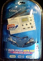 AM/FM  RADIO CX53 with  ALARM CLOCK, SPEAKER &amp; Earphones by COBY  - £8.65 GBP