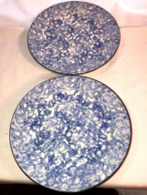 2 Blue Stangl 8.25 Inch Town And Country Plates Mint - £27.96 GBP