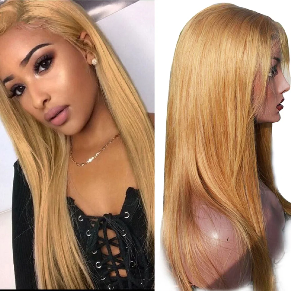 #27 Honey Blonde 13x4 Lace Front Wigs Human Hair Straight 4x4 Lace Closure Wi - £56.57 GBP+