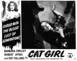 Cat Girl 8x10 inch photo Barbara Shelley lies attacked on floor - £7.65 GBP