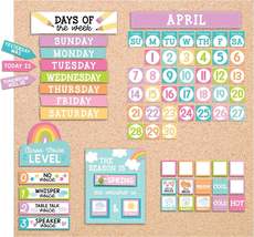 Colorful Pastel Classroom Calendar | Bulletin Board | Classroom Supplies - £15.46 GBP