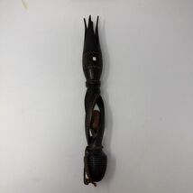 Vintage Fiji Pacific Islands 15" Hand Carved Wood 4-Prong Cannibal Fork - $33.24