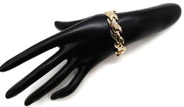 Vtg Mult-Tonal Gold and Silver Abstract Link Bracelet 7.5&quot; Unsigned Fashion - $14.99