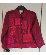 Womens M Coldwater Creek Embroidered Magenta Pink Silk Business Casual B... - $535.45 MXN