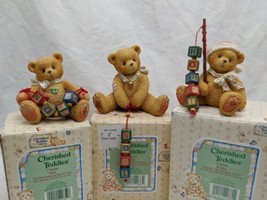 Lot Of (3) Cherished Teddies Christmas Holiday Winter Holding Blocks - $48.10