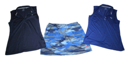 Puma Women&#39;s Tennis Skirt &amp; 2 Tops Matching Set of 3 Size L/XL Blue Camo - £28.31 GBP