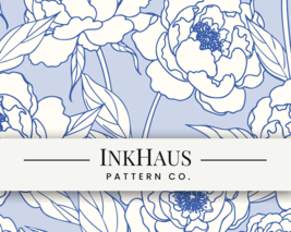 Peonies Seamless Pattern - White Blue Flower Download for Custom Fabric ... - €5,14 EUR