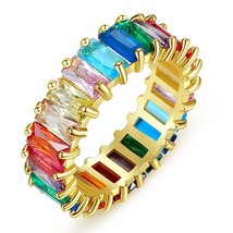 Dainty Full Rainbow Ring, Eternity band ring, Silver Stacking Ring, gold plated - £62.67 GBP