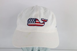 Vineyard Vines Distressed Spell Out Boca Raton USA Flag Whale Hat Cap White - $19.75