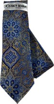 Stacy Adams Men&#39;s Tie Hanky Set Cobalt Blue Champagne Royal Blue 3.25&quot; Wide - £17.57 GBP