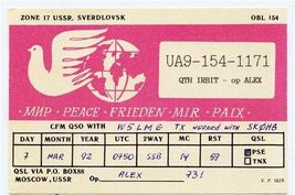 QSL Card UA9-154-1171 Peace Dove Sverdlovsk USSR - $9.90
