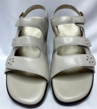 SAS Quatro Slingback Sandal Off White Bone Leather Three Strap Shoes SZ ... - $62.99