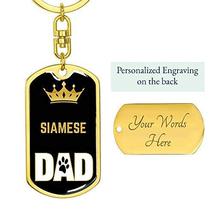 Cat Keyring Gift Siamese Cat Dad King Swivel Keychain Stainless Steel Or 18k Gol - £36.36 GBP