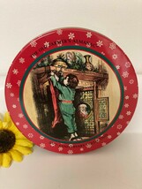 Vtg The Old Farmers Almanac Xmas Container Metal Tin Button 200th Annive... - $10.40