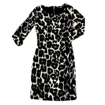 Sexy Black White Bodycon Leopard Print Dress Women&#39;s 10 Slinky Fitted Pencil - £17.11 GBP