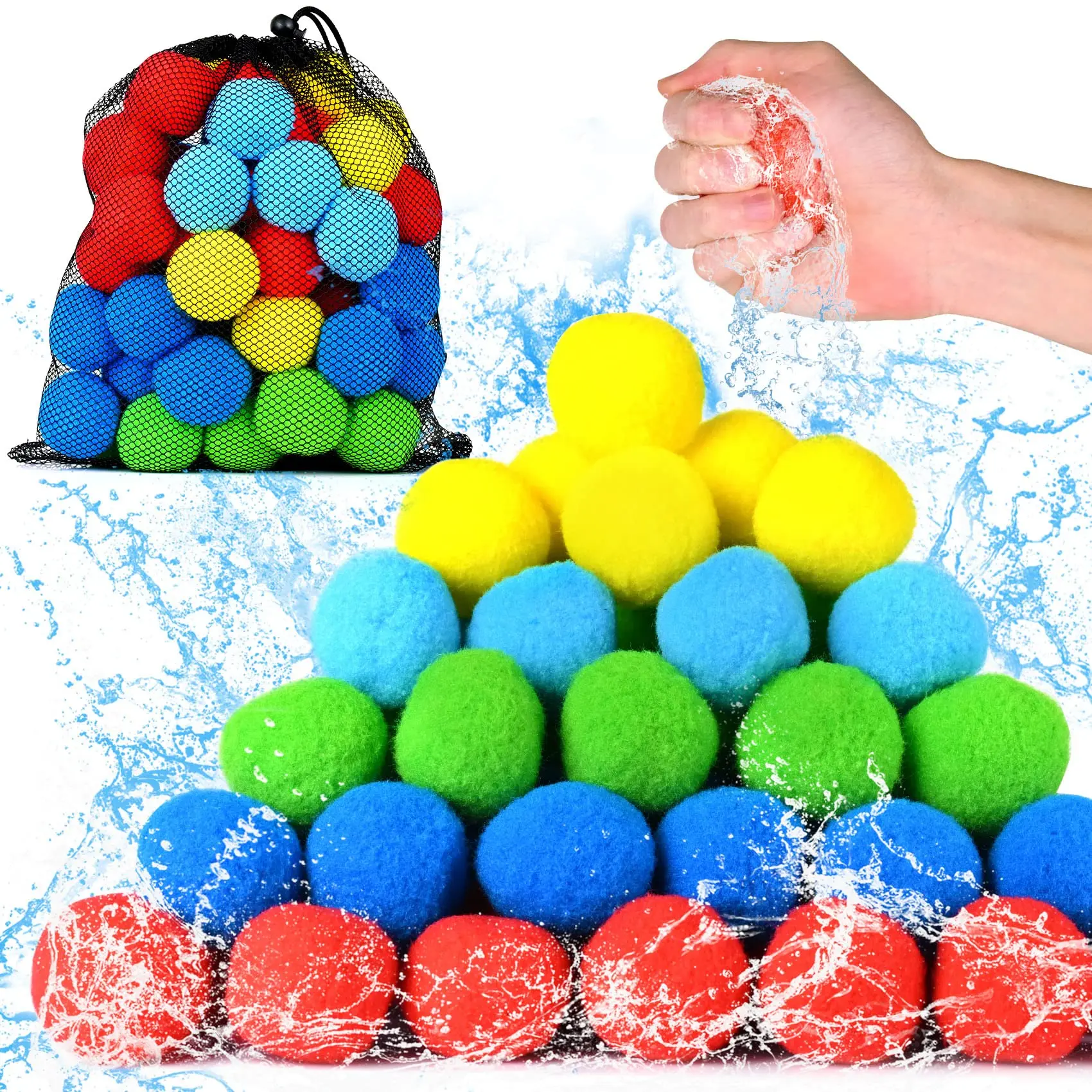 Reusable Water Balloons 60PCS Soaker Water Balls Kids Outdoor Toy for Pool Wat - £19.38 GBP