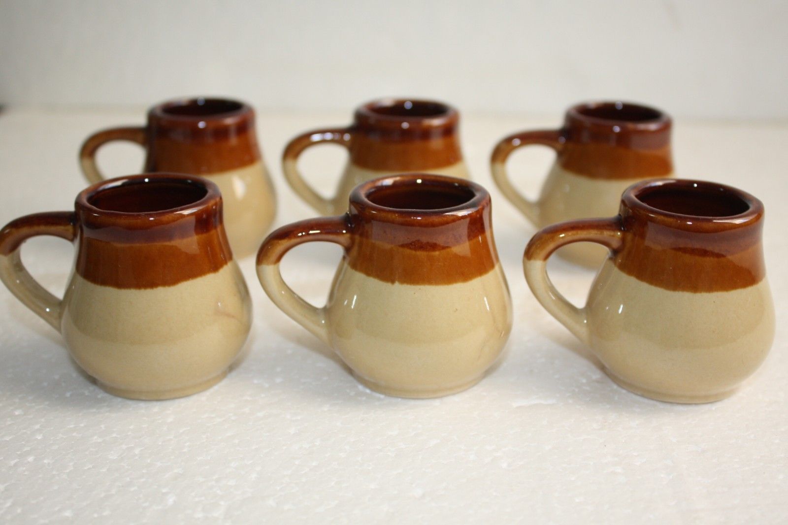 Primary image for Vintage Set of 6 Ceramic Stoneware Glazed Coffee Mugs Cups Home Decor Collector
