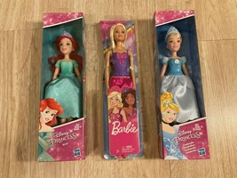 Lot of 3 Disney Princess Cinderella, Ariel, Barbie Hasbro 2017-2018 New - £14.66 GBP