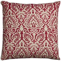 Red Natural Distressed Damask Throw Pillow - £58.86 GBP