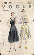Vintage 1950s Vogue 7868 One-Piece Wrapped-Back Dress &quot;Easy to Make&quot; - £15.98 GBP