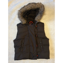 Gap Brown Puffer Vest w/ Faux Fur Hood- size small - £11.00 GBP