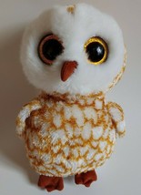 Ty Beanie Boos Medium 9&quot; SWOOPS the Owl White Gold OWL Big Glitter Eyes - £6.31 GBP