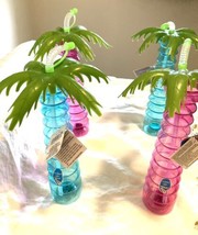 light up turquoise and pink  plastic cups PALM TREES With Straws  Set Of 4 - £20.22 GBP