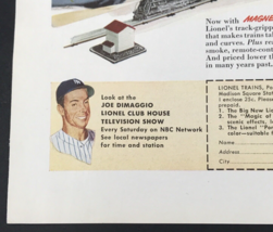 1950 Joe DiMaggio Yankees Lionel Trains Club House Print Ad 10&quot; x 6.75&quot; - £14.73 GBP